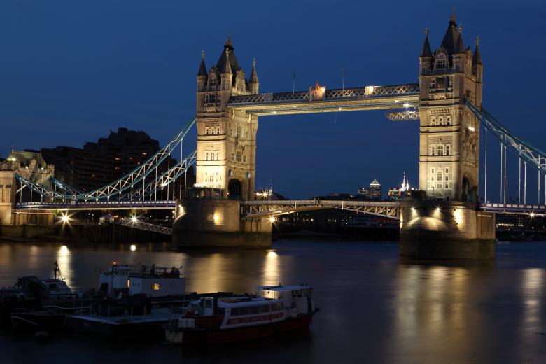 Tower Bridge, London, illuminated at night